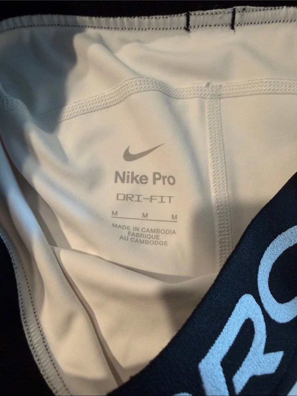 Nike White Pro Compression Bike Shorts with Black Logo Waistband